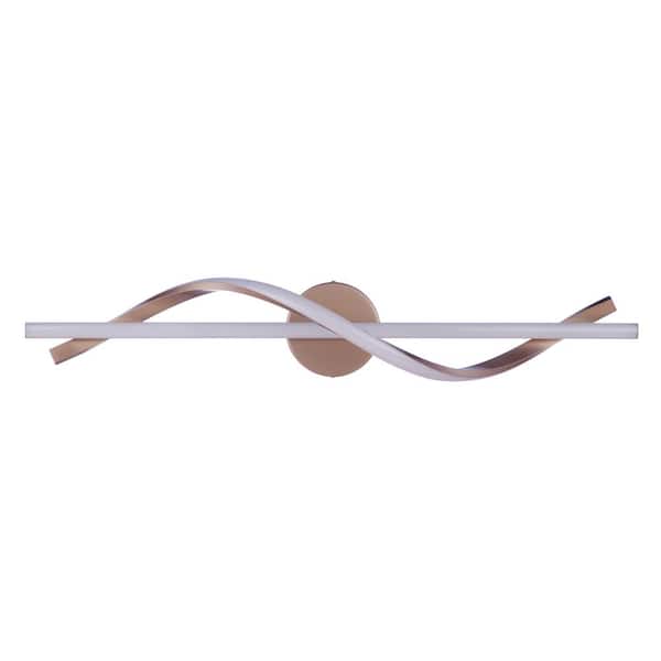 CRAFTMADE Pulse 30 in. 1-Light Champagne Brass Finish Integrated LED Vanity Light Bar Accented with Sleek Curves