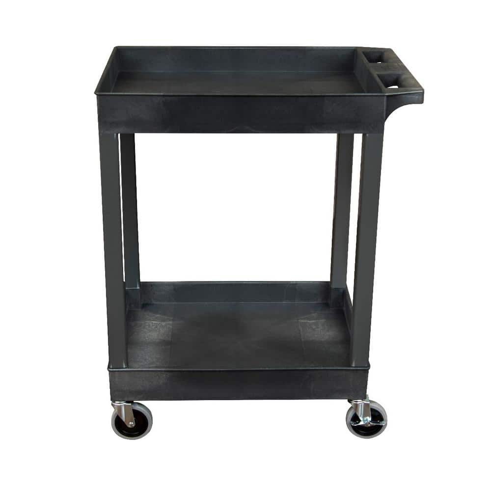 Black Heavy-Duty Two-Shelf Utility Cart with Casters