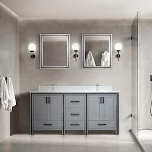Ziva 72 in W x 22 in D Dark Grey Double Bath Vanity and White Quartz Top