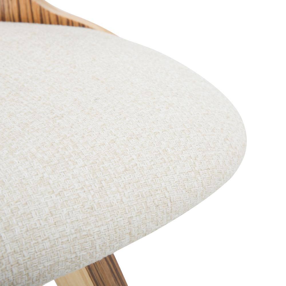 Gardenia Cream Zebra Wood Swivel Side Chair with Cutout Back