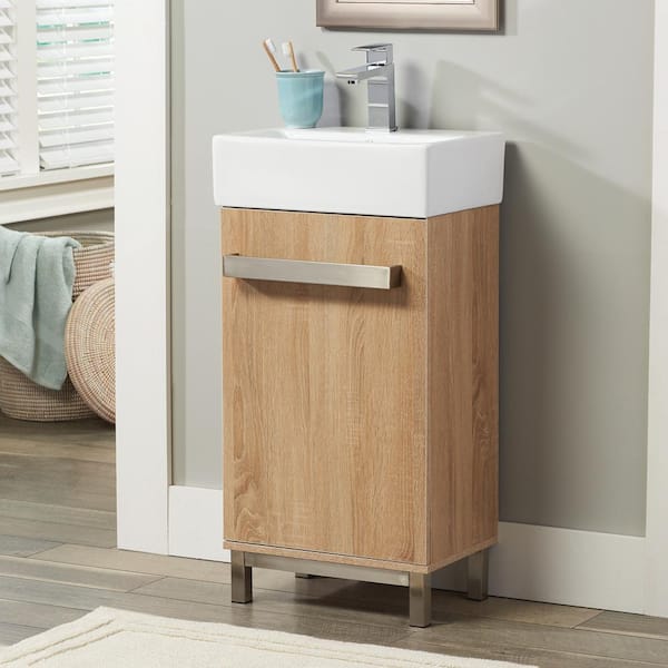 Maelynn 18 in. W x 12 in. D Bath Vanity in Taupe with Vitreous China Vanity Top in White