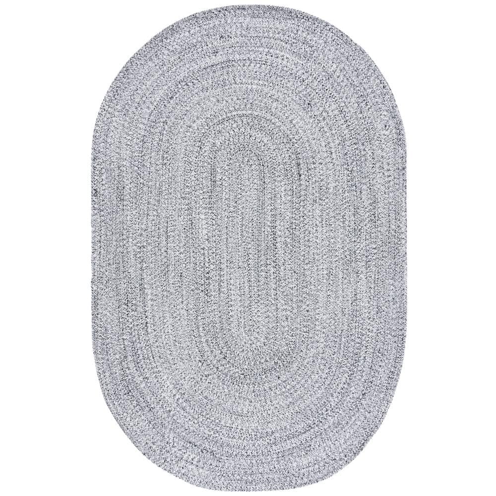 SAFAVIEH Braided Ivory Black 3 ft. x 5 ft. Solid Oval Area Rug BRD256C-3OV  - The Home Depot