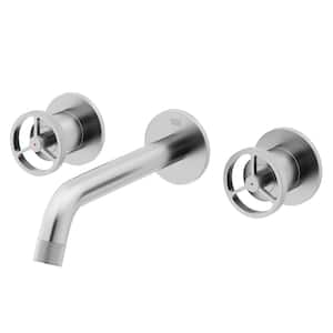 Cass Two Handle Wall Mount Bathroom Faucet in Brushed Nickel