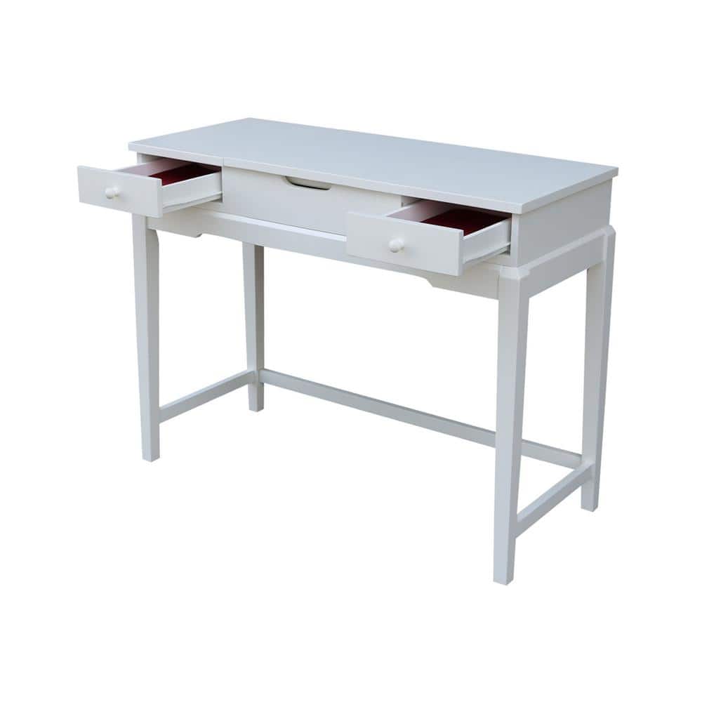 White Solid Wood Traditional Vanity Table with Bench
