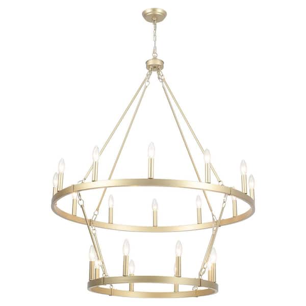 20-Light 2-tier Imitation Copper and Gold Modern Chandelier Wagon Wheel Candlestick Chandelier