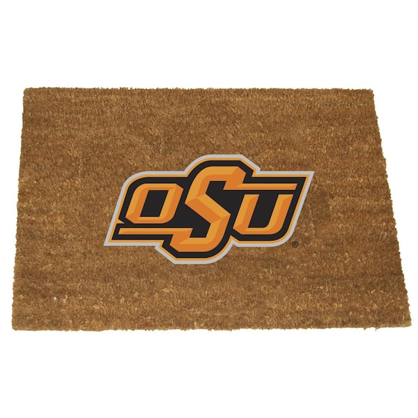 The Memory Company Oklahoma St Brown 29.5 in. x 19.5 in. Coir Fiber Colored Logo Door Mat