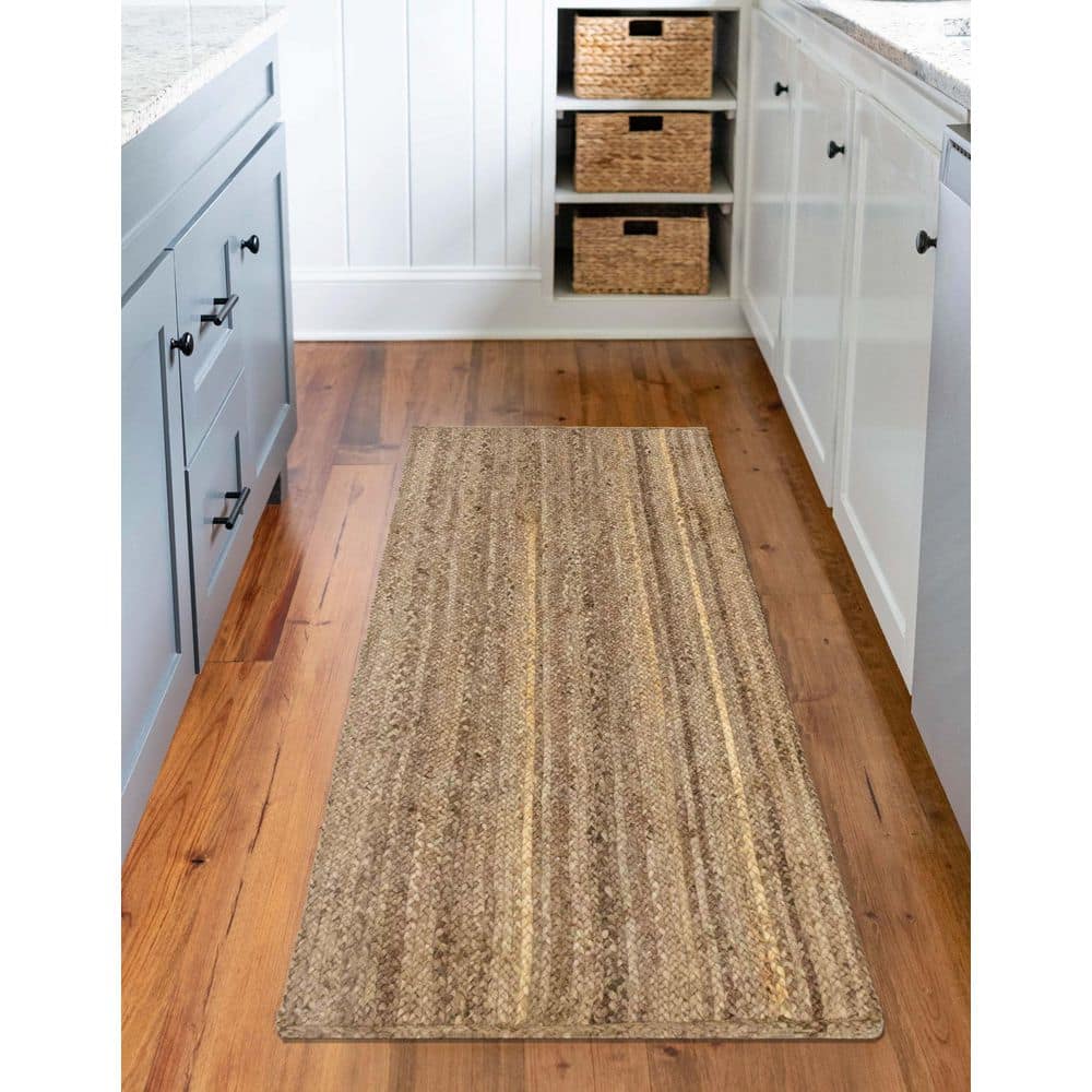 Natural Handmade Braided Jute Runner Rug, 2'7" x 6'1"