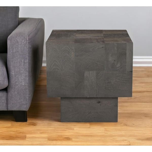 HomeRoots 22 in. Gray Square Wood End Table