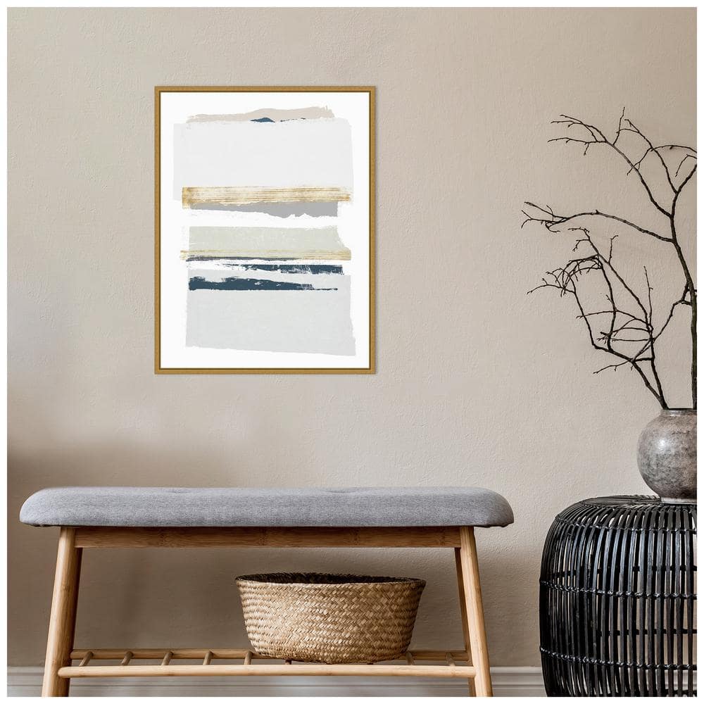 Boulevard I Neutral Abstract Canvas Art with Gold Frame