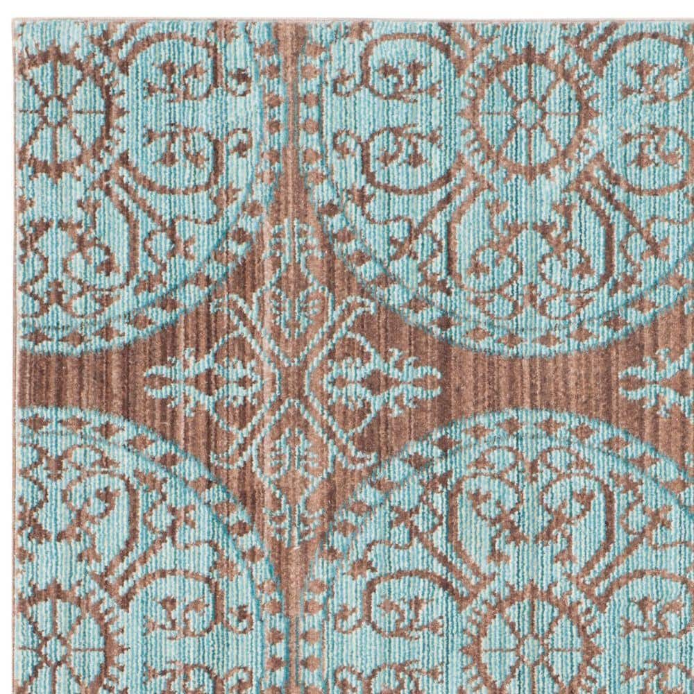 Valencia Brown and Blue 4' x 6' Synthetic Reversible Area Rug