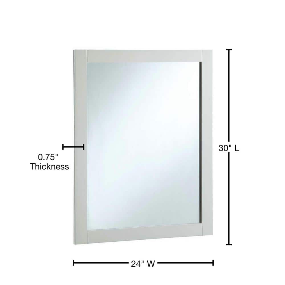 Shorewood 30-Inch White Wood Framed Rectangular Mirror