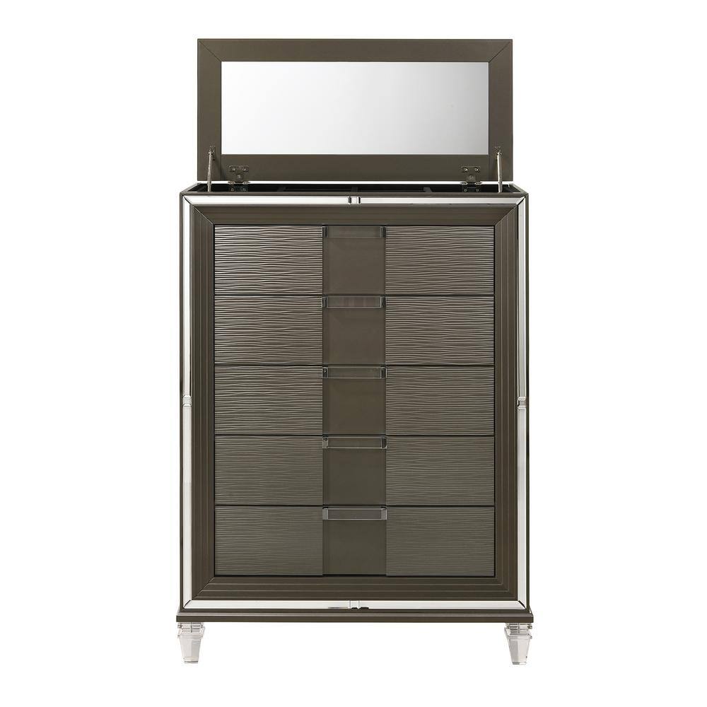 Charlotte Copper 5-Drawer Flip-Top Chest with Mirror