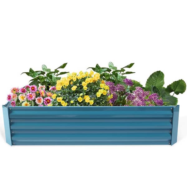 Mr. Garden 2 ft. x 4 ft. Lake Blue Raised Garden Bed Metal Beds Metal Planter Box Steel for Vegetable Flower Bed Kit