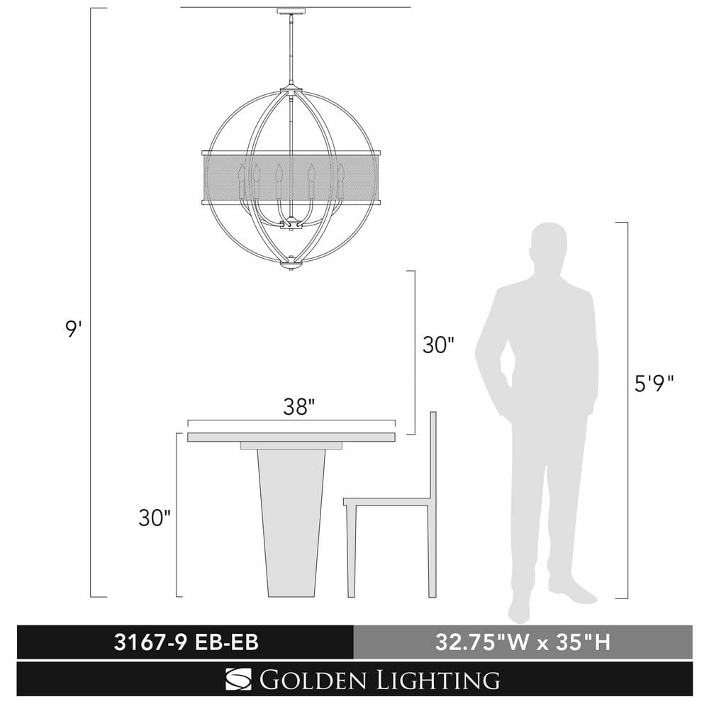 Etruscan Bronze 9-Light Chandelier with Mesh Shade