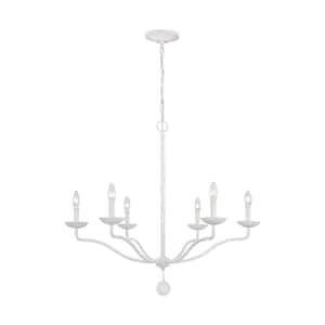 Annie 6-Light Plaster White Traditional Rustic Hanging Candlestick Chandelier