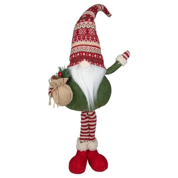 Northlight 27 In Red And Green Standing Gnome Tabletop Christmas Decoration With Gift Bag 34314263 - Christmas Elf Decorations Home Depot