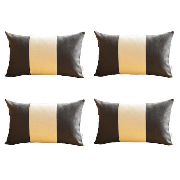 MIKE & Co. NEW YORK Boho-Chic Handcrafted Jacquard Black & Ivory 12 in. x 20 in. Lumbar Solid Throw Pillow Cover Set of 4