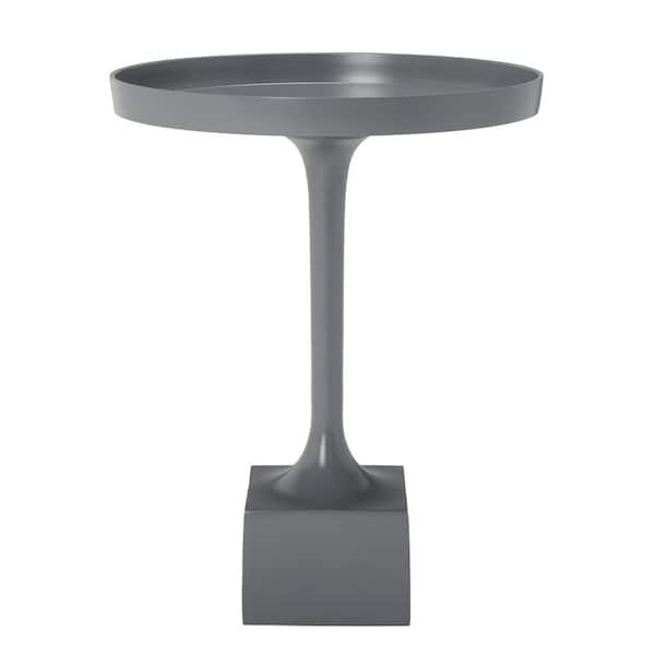 SAFAVIEH Corvus 16 in. Gray Round Metal End Table