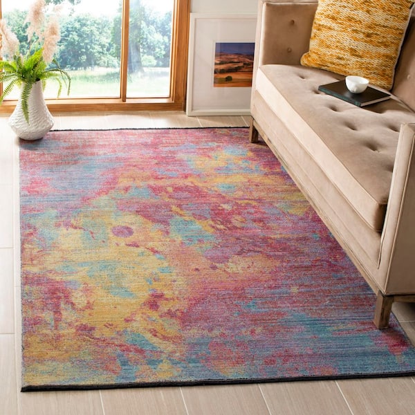 Windsor 8 ft. x 10 ft. Fuchsia/Turquoise Abstract Area Rug