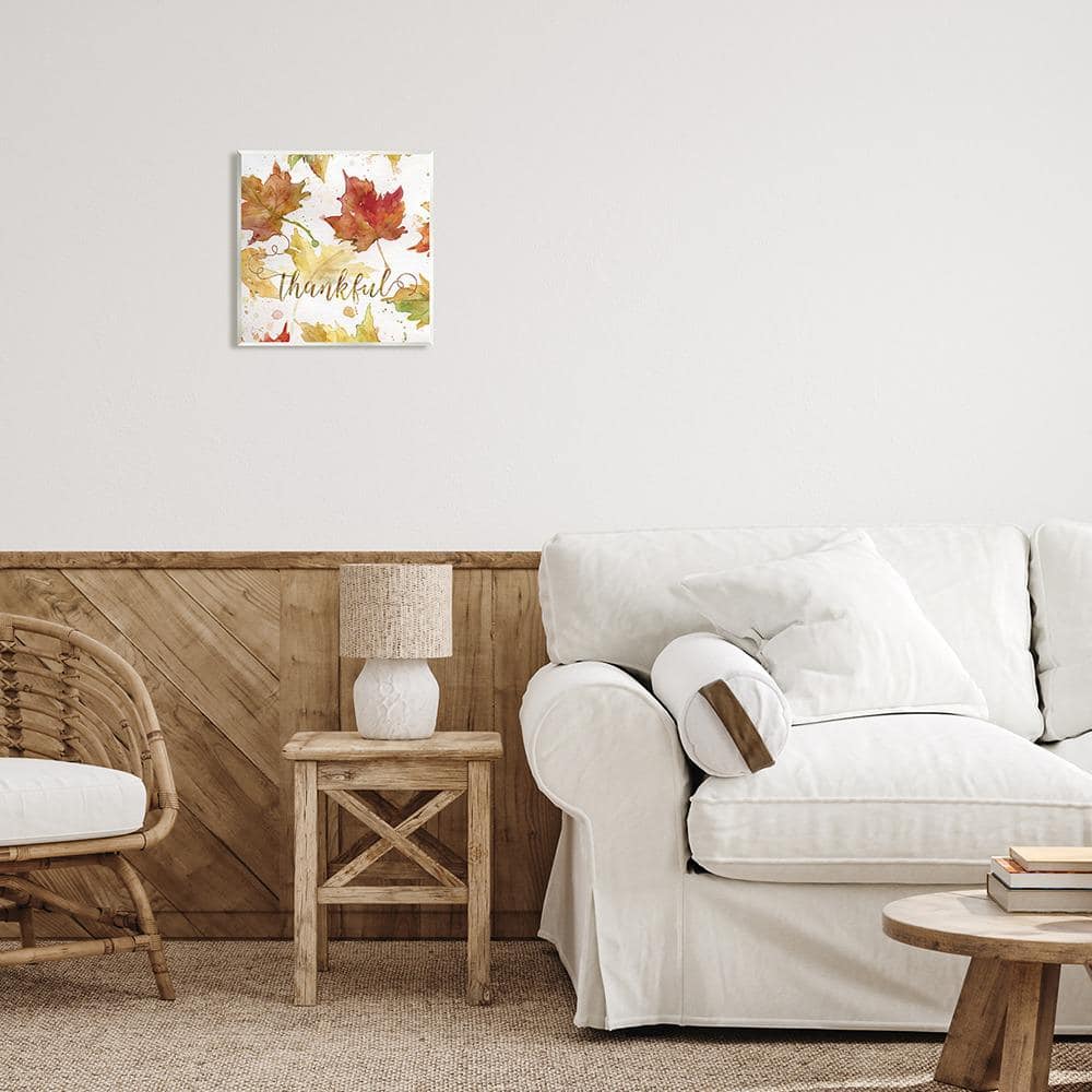Thankful Fall Leaves 12" x 12" MDF Wood Wall Plaque