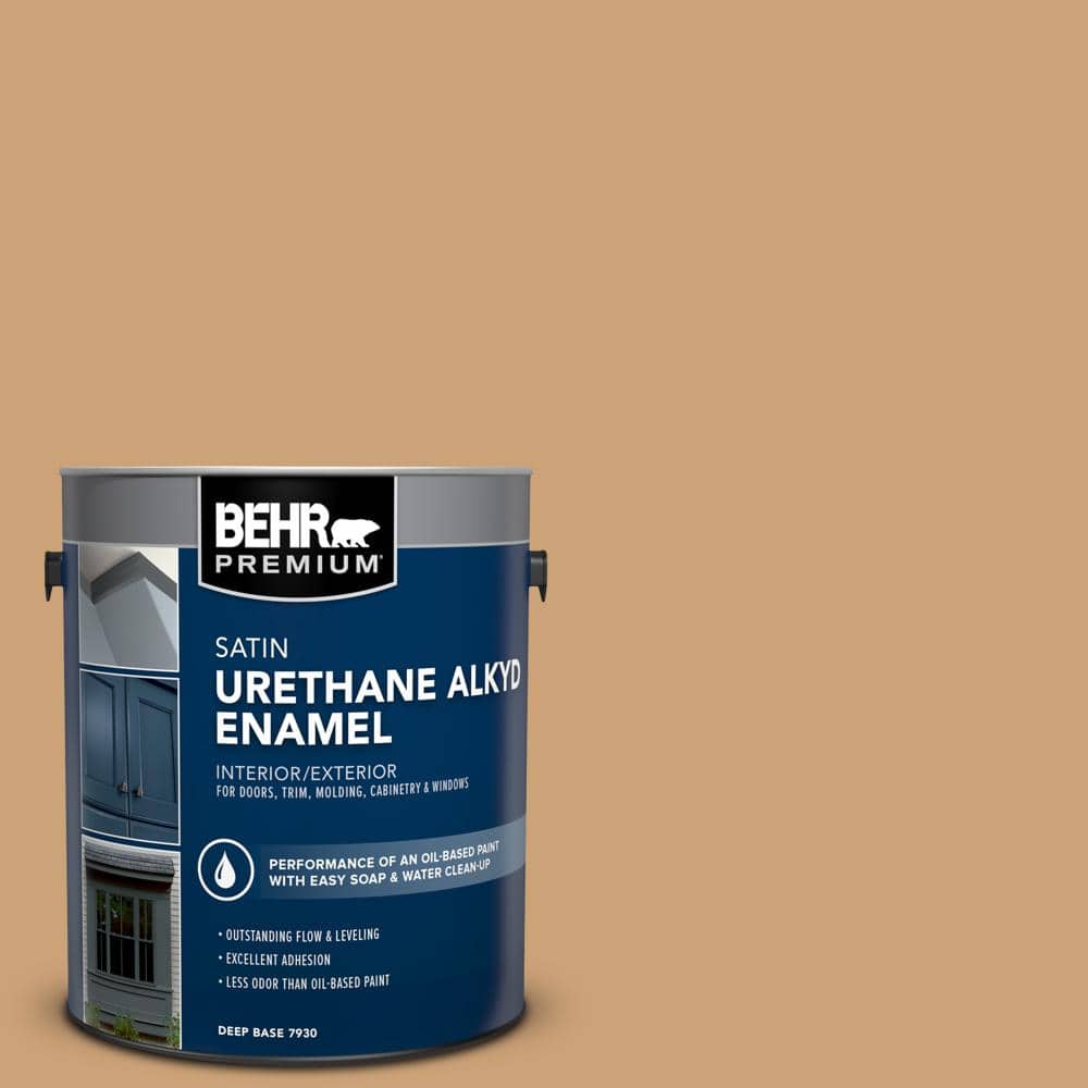 BEHR PREMIUM 1 gal. PPU416 Kenya Urethane Alkyd Satin Enamel Interior/Exterior Paint 793001