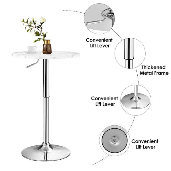 Round Height Adjustable Bistro Bar buy Table White