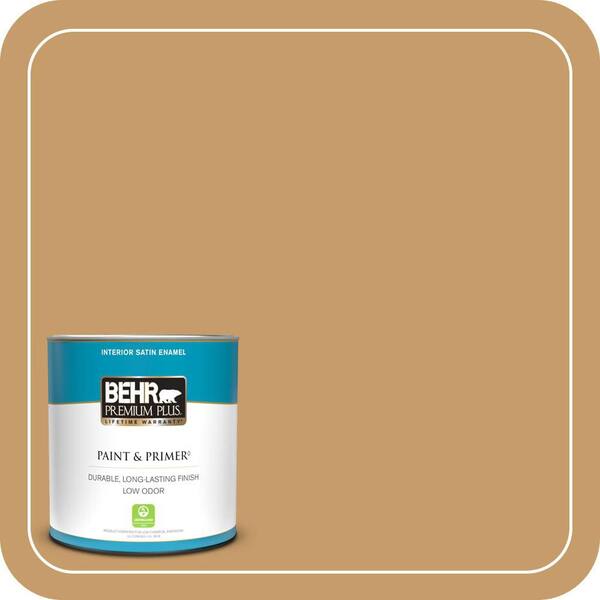 BEHR PREMIUM PLUS 1 qt. #S290-5 Amber Autumn Satin Enamel Low Odor Interior Paint & Primer