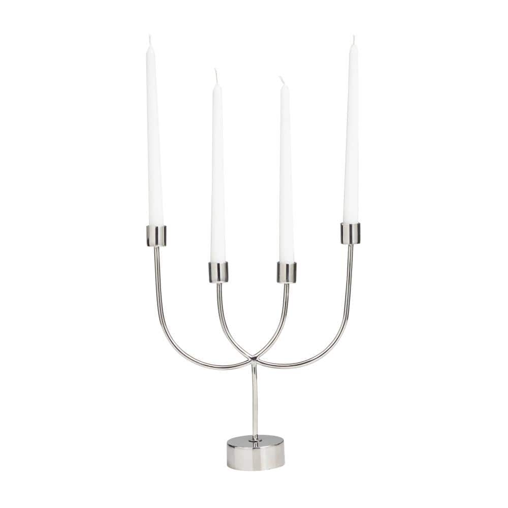 Novogratz 13 in. Silver Stainless Steel Overlapping UShaped Candelabra