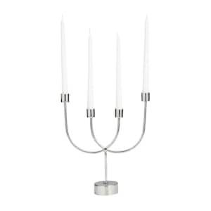 13 in. Silver Stainless Steel Overlapping U-Shaped Candelabra with Round Elevated Base