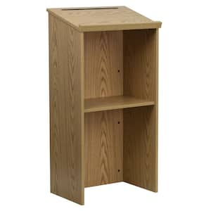 23 in. Rectangular Oak Standing Desks with Adjustable Shelves