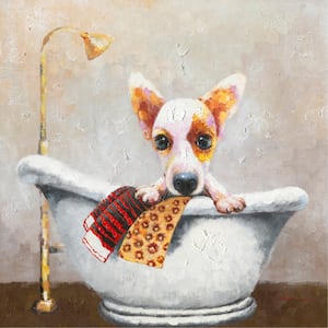 20 in. H x 20 in. W "Bath Time I" Artwork in Cotton Canvas Wall Art