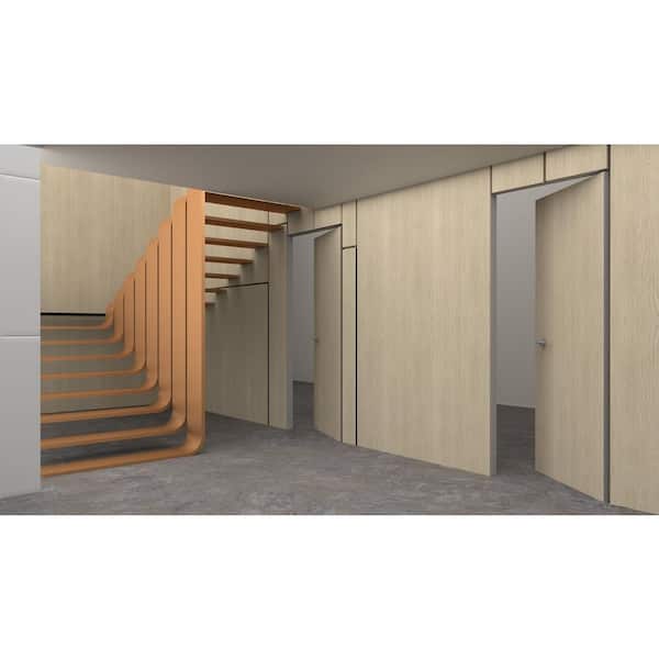 Sartodoors 24 in. x 80 in. Unassembled Right-Hand/Inswing Solid Core Oak Flush Mount Hidden Bookcase Door with Silver Hinge Finish