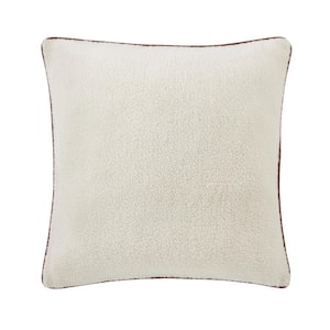 Cream Sherpa 18 in. x 18 in. Square Decorative Throw Pillow