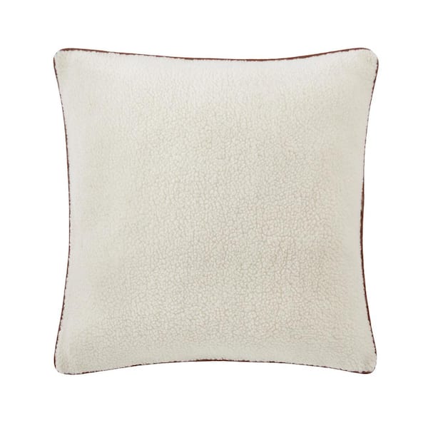 Home Decorators Collection Cream Sherpa 18 in. x 18 in. Square Decorative Throw Pillow
