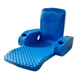 Folding Baja Float Swimming Pool Water Lounger Chair, Bahama Blue