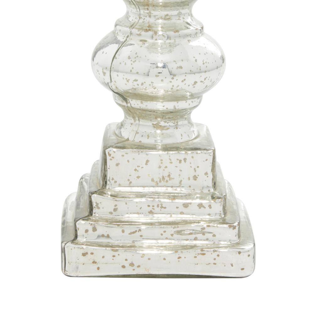 Tall Silver Mercury Glass Hurricane Candle Holder