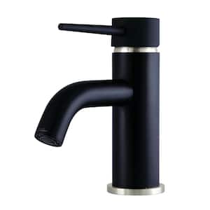 New York Single-Handle Single Hole Bathroom Faucet with Push Pop-Up in Matte Black/Brushed Nickel