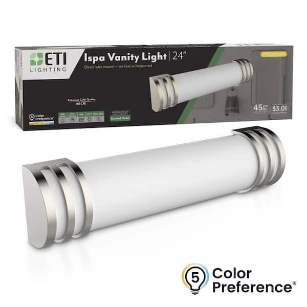 24 in. ISPA 1-Light Brushed Nickel LED Vanity Lighting Fixture 2700K-5000K 25-Watt 1800 Lumens Dimmable Modern