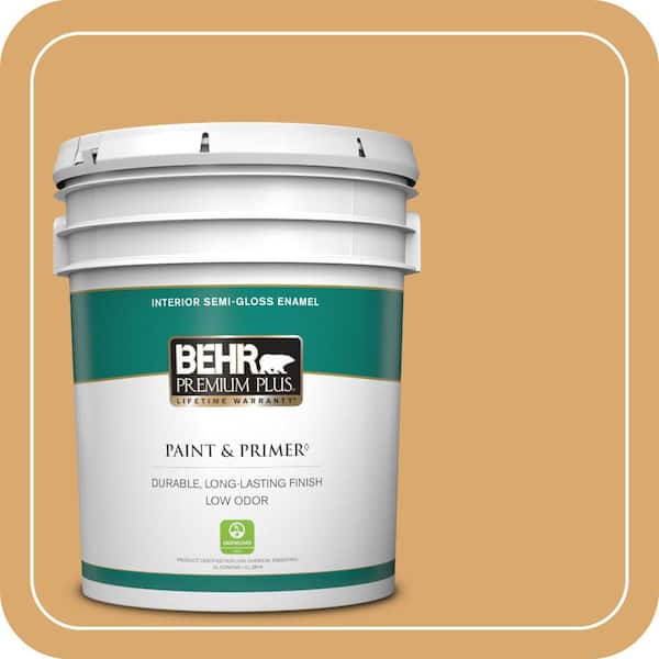BEHR PREMIUM PLUS 5 gal. #ICC-70 Flower Field Semi-Gloss Enamel Low Odor Interior Paint & Primer