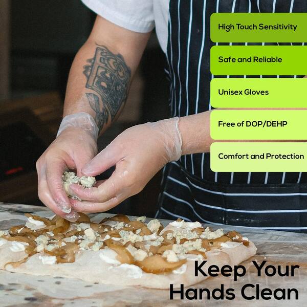 BISON LIFE Large, Disposable Vinyl Food Preparation Gloves, Multi