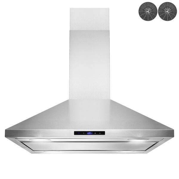 AKDY 36 in. Convertible Island Mount Kitchen Range Hood in Stainless Steel with LED Lights, Touch Control and Carbon Filters