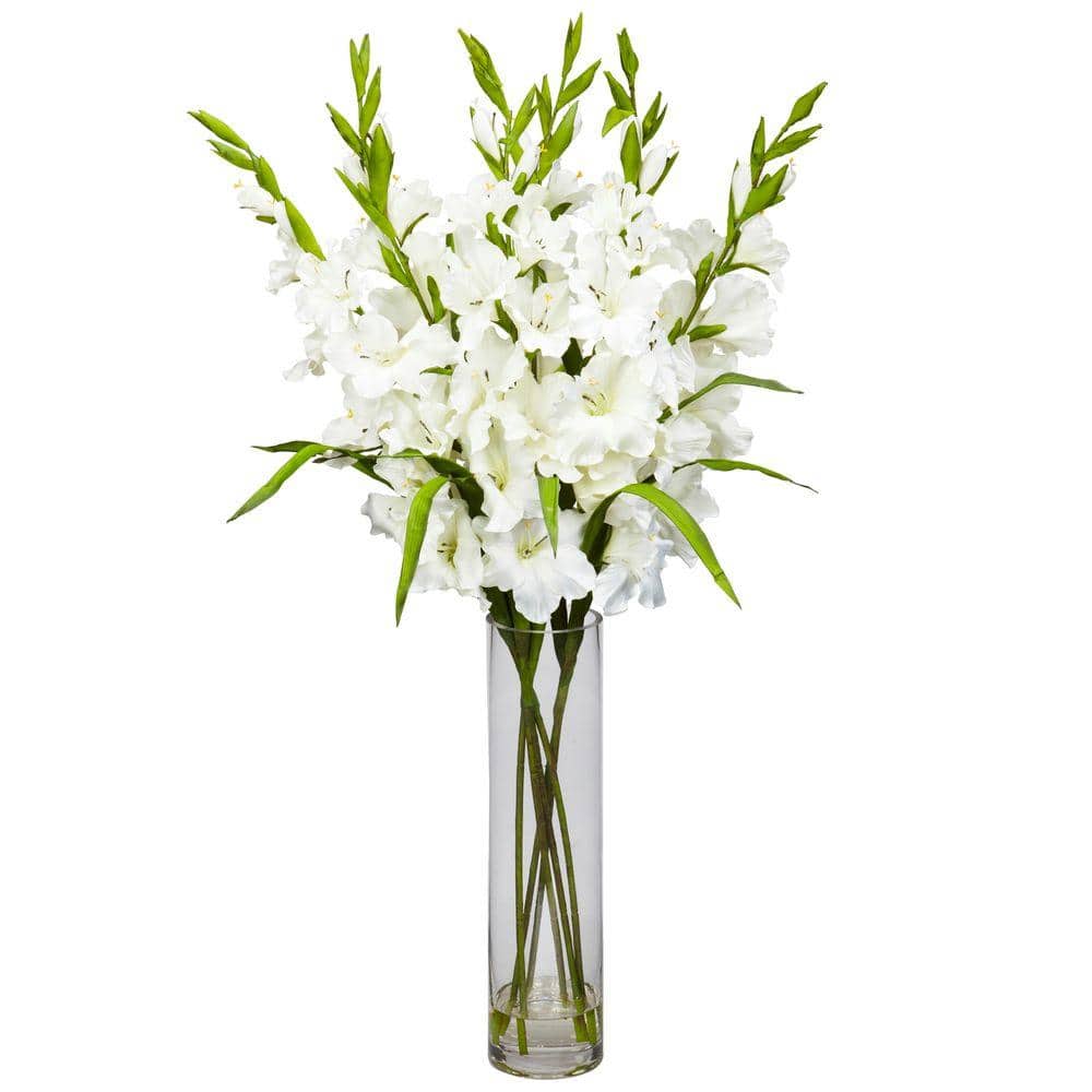 Reviews for Nearly Natural 35 in. H White Large Gladiola with Cylinder