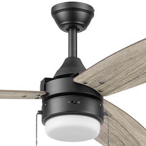Berryhill 48 in. Color Changing LED Dual Mount Matte Black Ceiling Fan with 3 Reversible Blades and Pull Chains