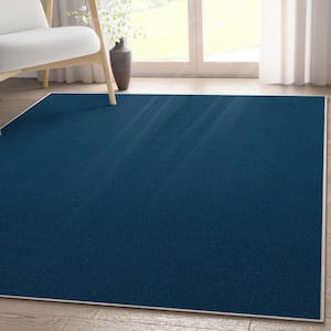 Blue 5 ft. 3 in. x 7 ft. 3 in. Flat-Weave Plain Solid Modern Area Rug