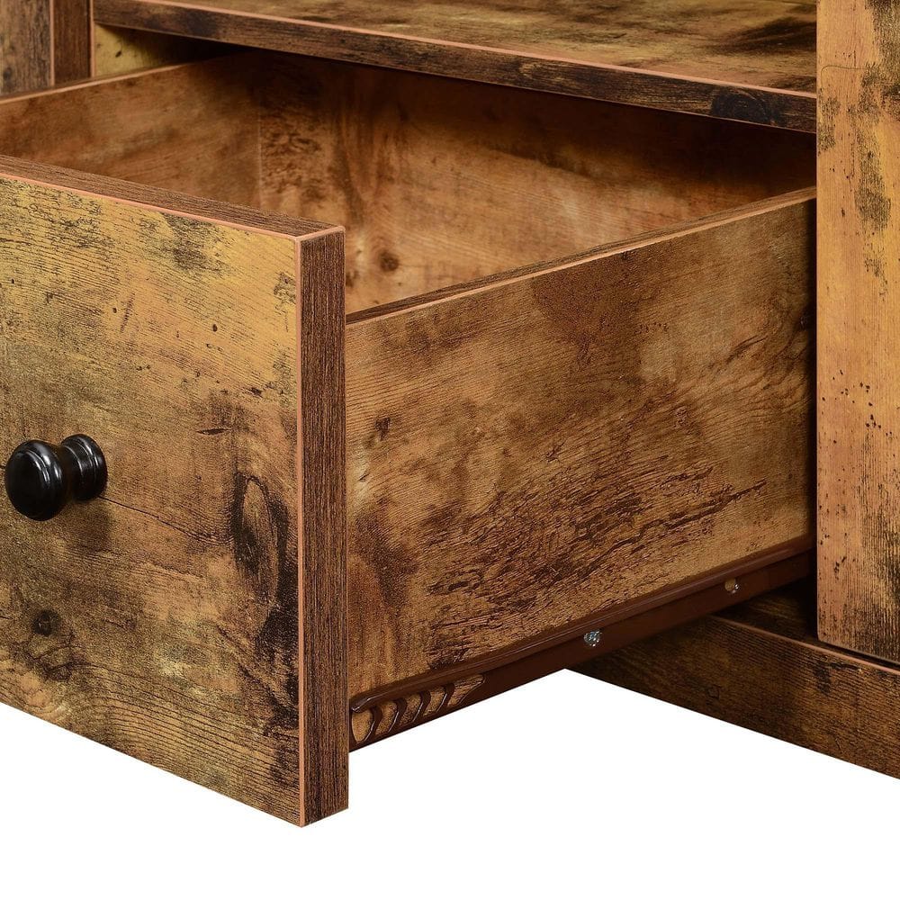 Barnwood Corner TV Stand with Cabinets and Shelves
