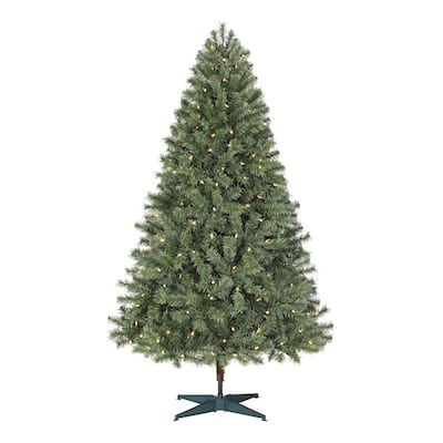 6.5 ft Festive Pine Pre-Lit Artificial Christmas Tree with 250 Color Changing LED Lights