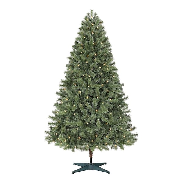 Home Accents Holiday 6.5 ft Festive Pine Pre-Lit Artificial Christmas Tree with 250 Color Changing LED Lights