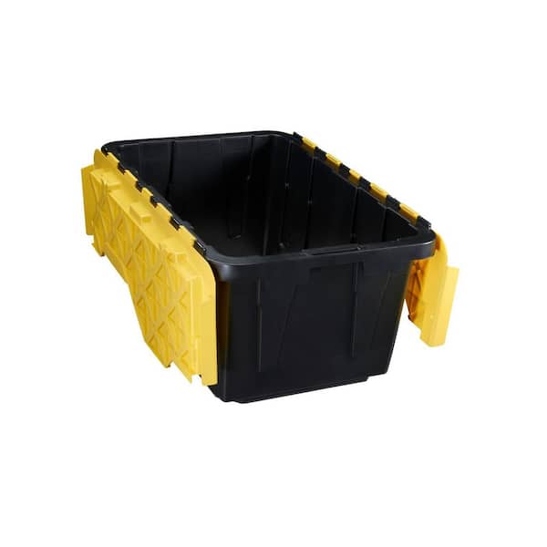 HDX 55 Gal. Storage Tote in Clear with Yellow Lid 206233 - The