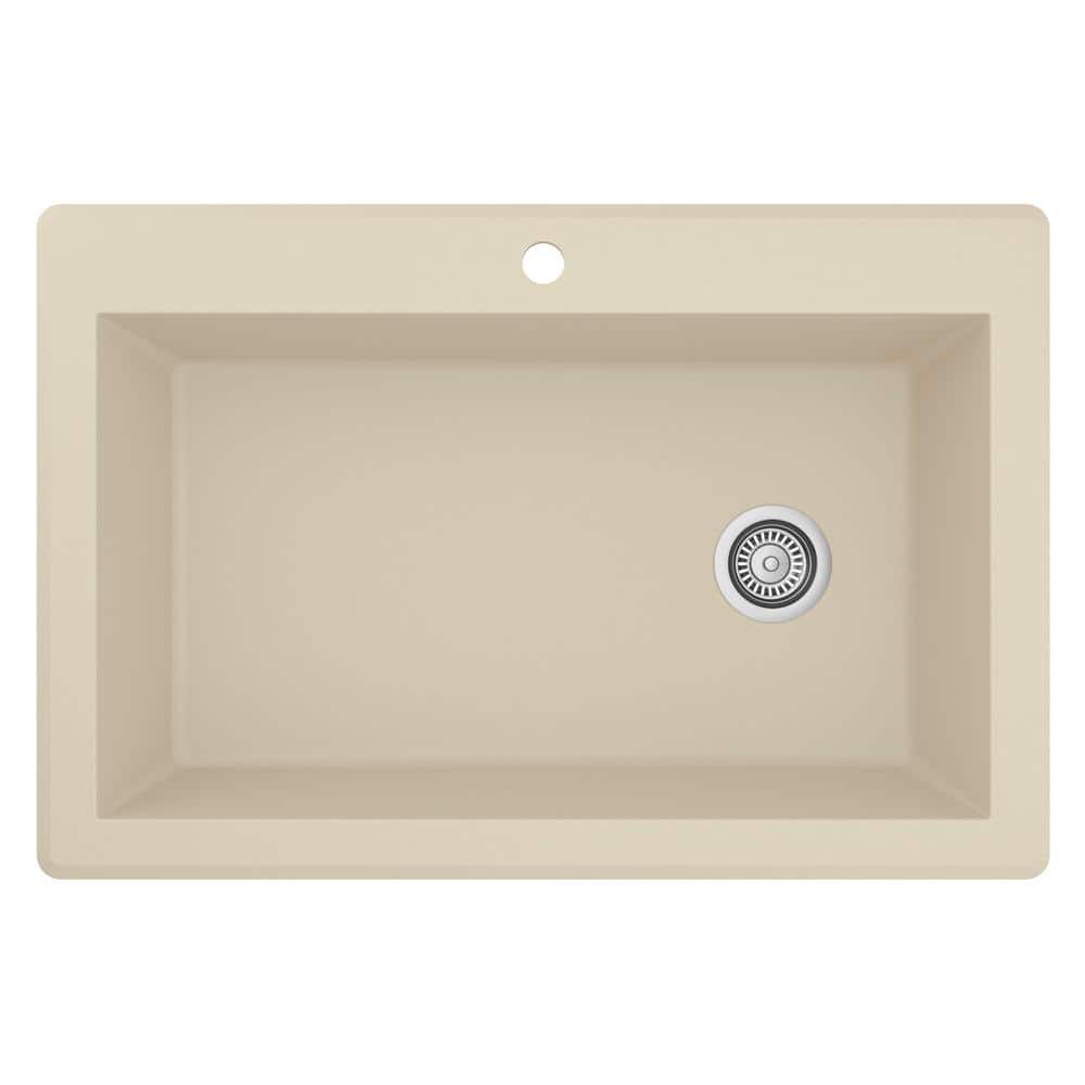 Bisque Quartz Composite Single Bowl Kitchen Sink, 33" x 22"