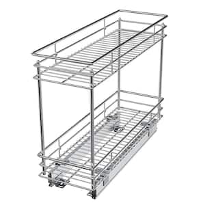 17.5 in. H x 5 in. W x 21 in. D Silver Metal Pull-Out Organizer